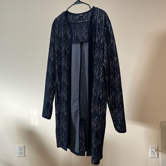 Navy Longline Jacquard Coat by Long Tall Sally - Picture 2 of 10